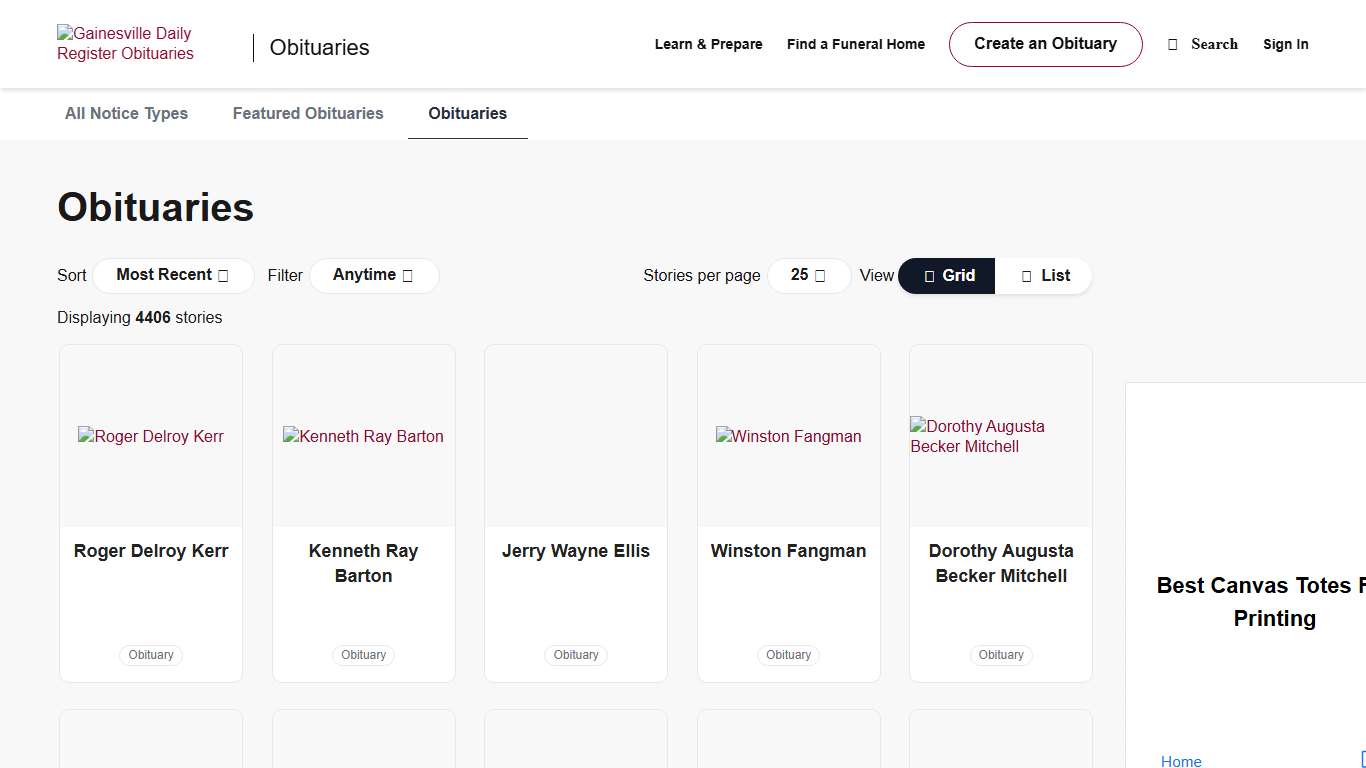 Gainesville Daily Register | Obituaries