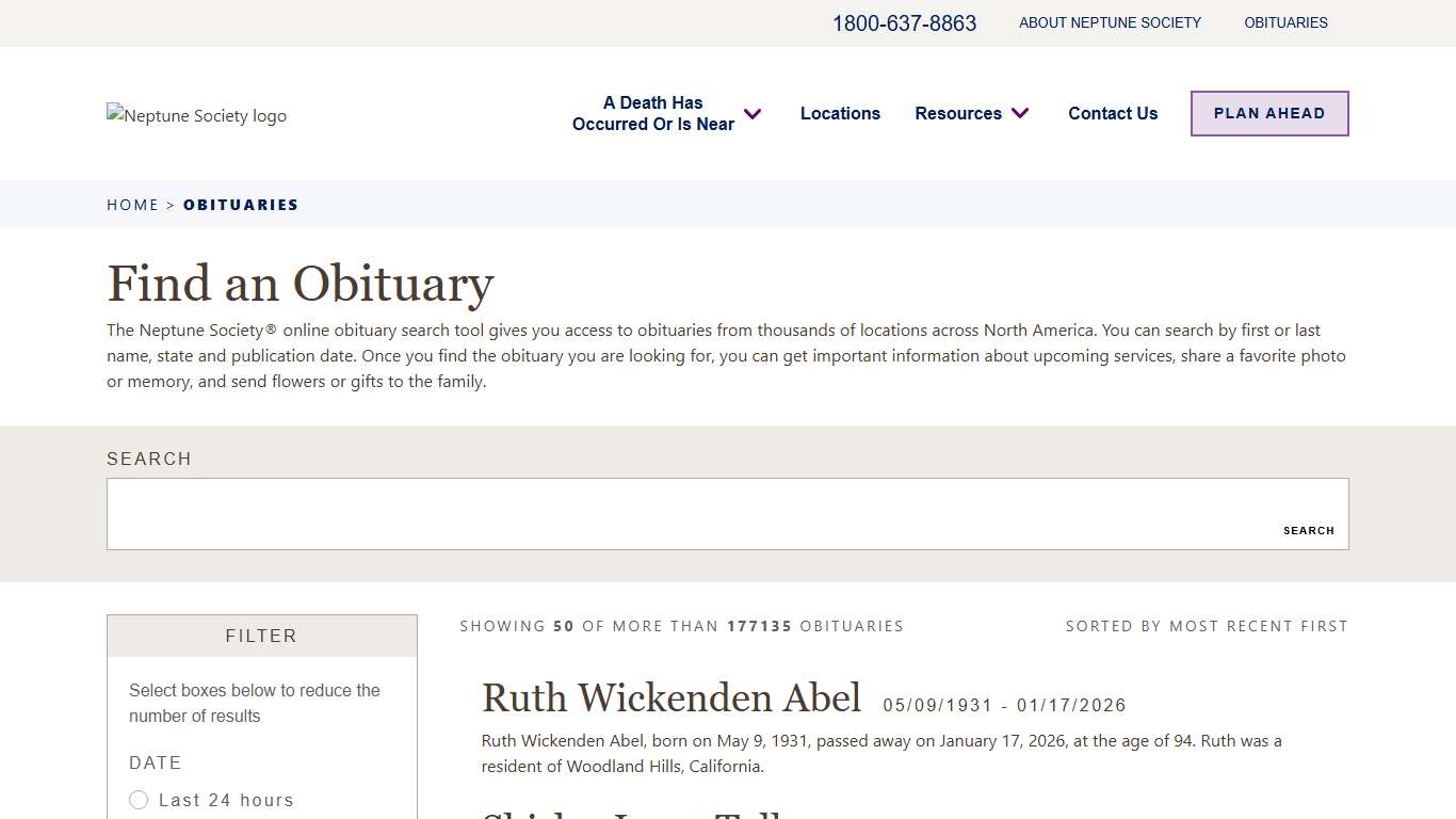 Find Obituaries & Funeral Services | Neptune Cremation Service