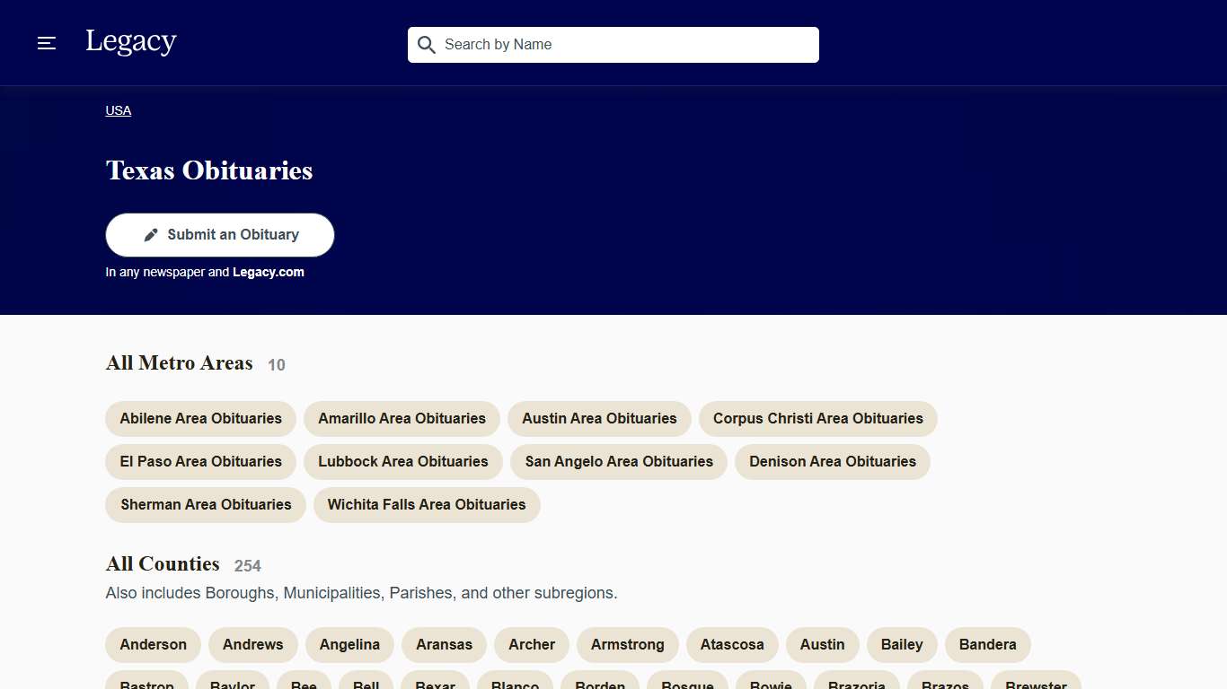 Local Texas Obituaries - Legacy.com