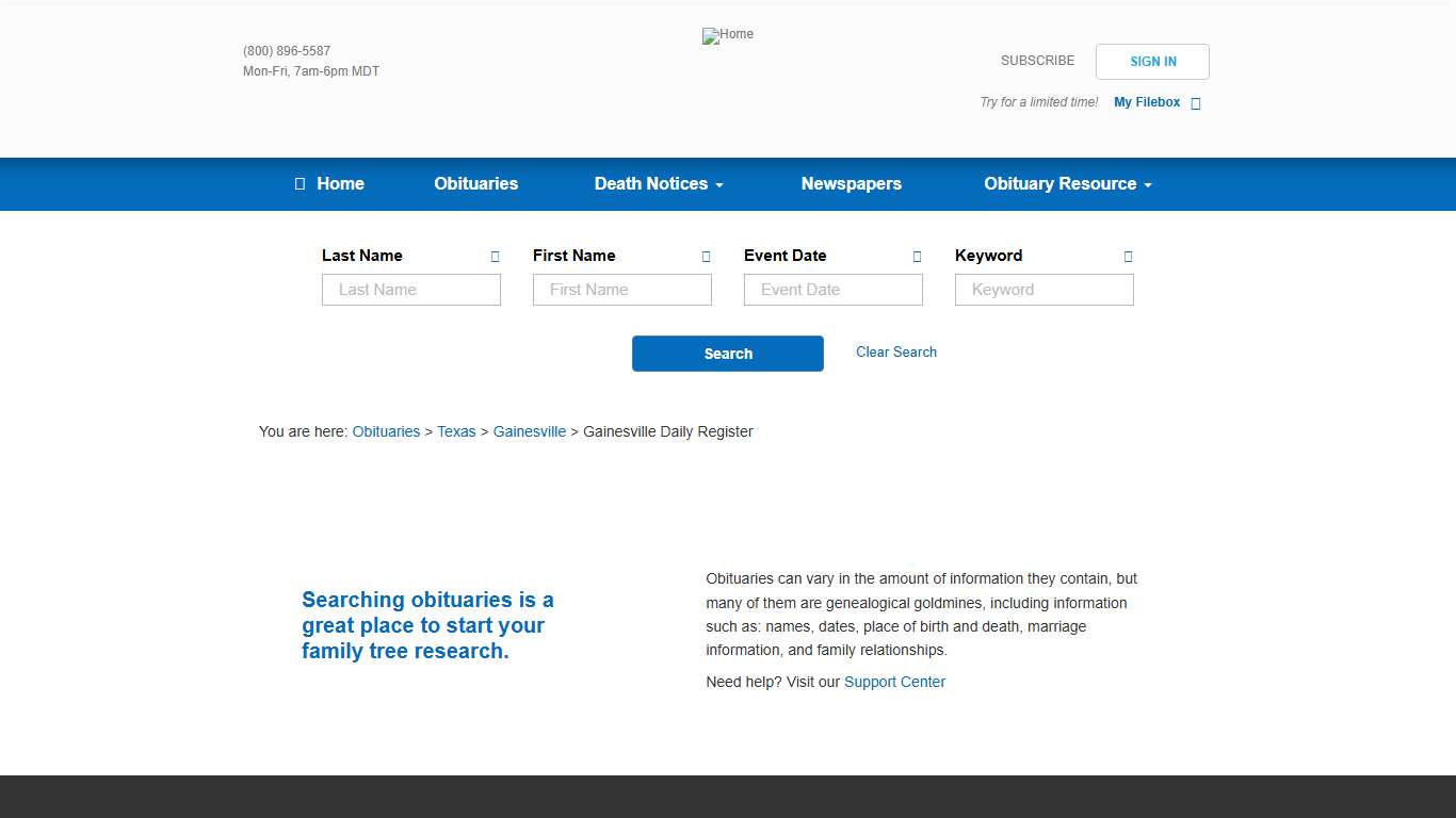 Gainesville Daily Register Obituaries (2006 – 2026) - Gainesville, TX